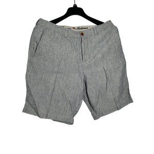 Tommy Bahama Seersucker 100% Linen Men's Shorts Size 34 Blue/White Relax Fit NWT